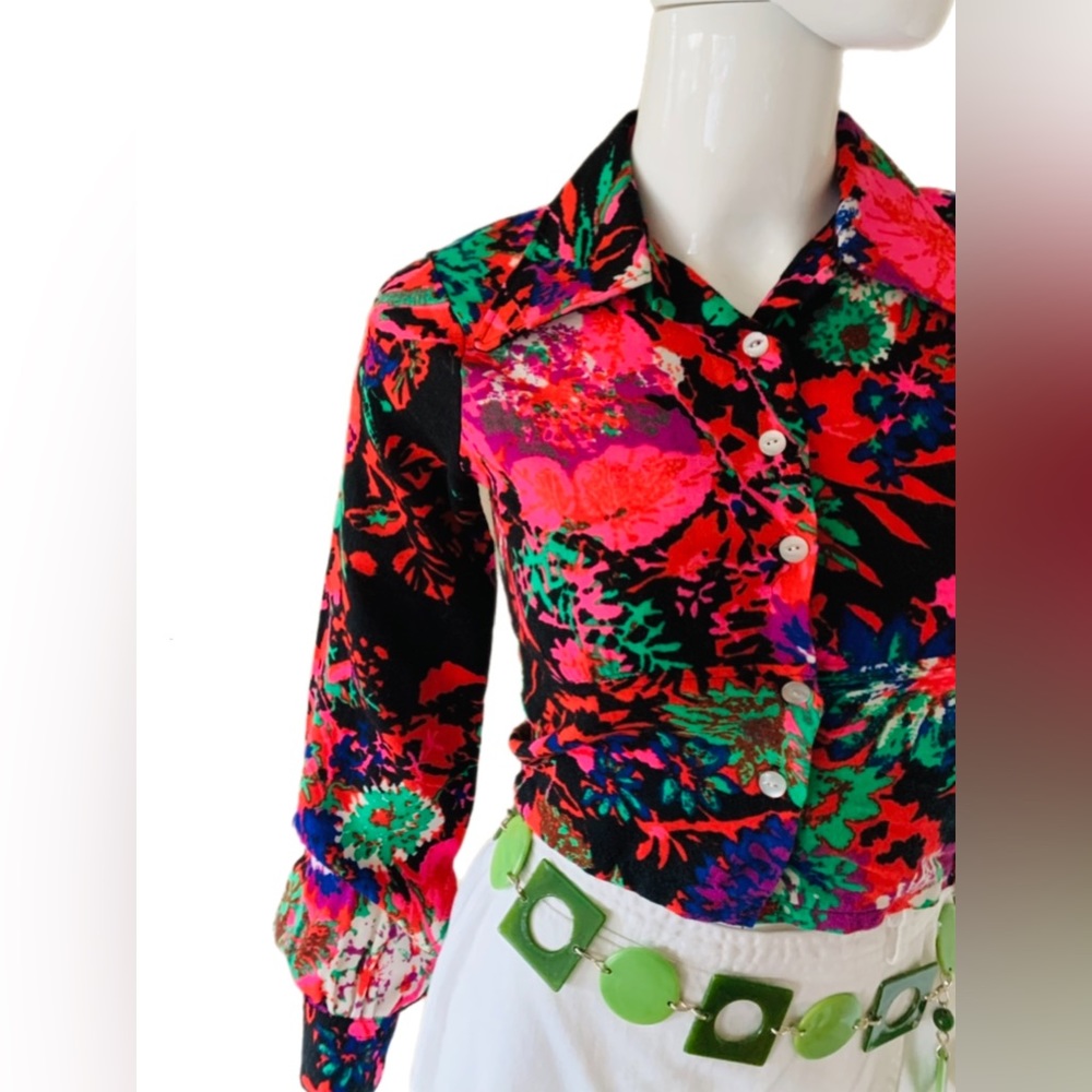 Vintage late 60’s Groovy Cropped Dayglo Top by Lemon Frog for Sears